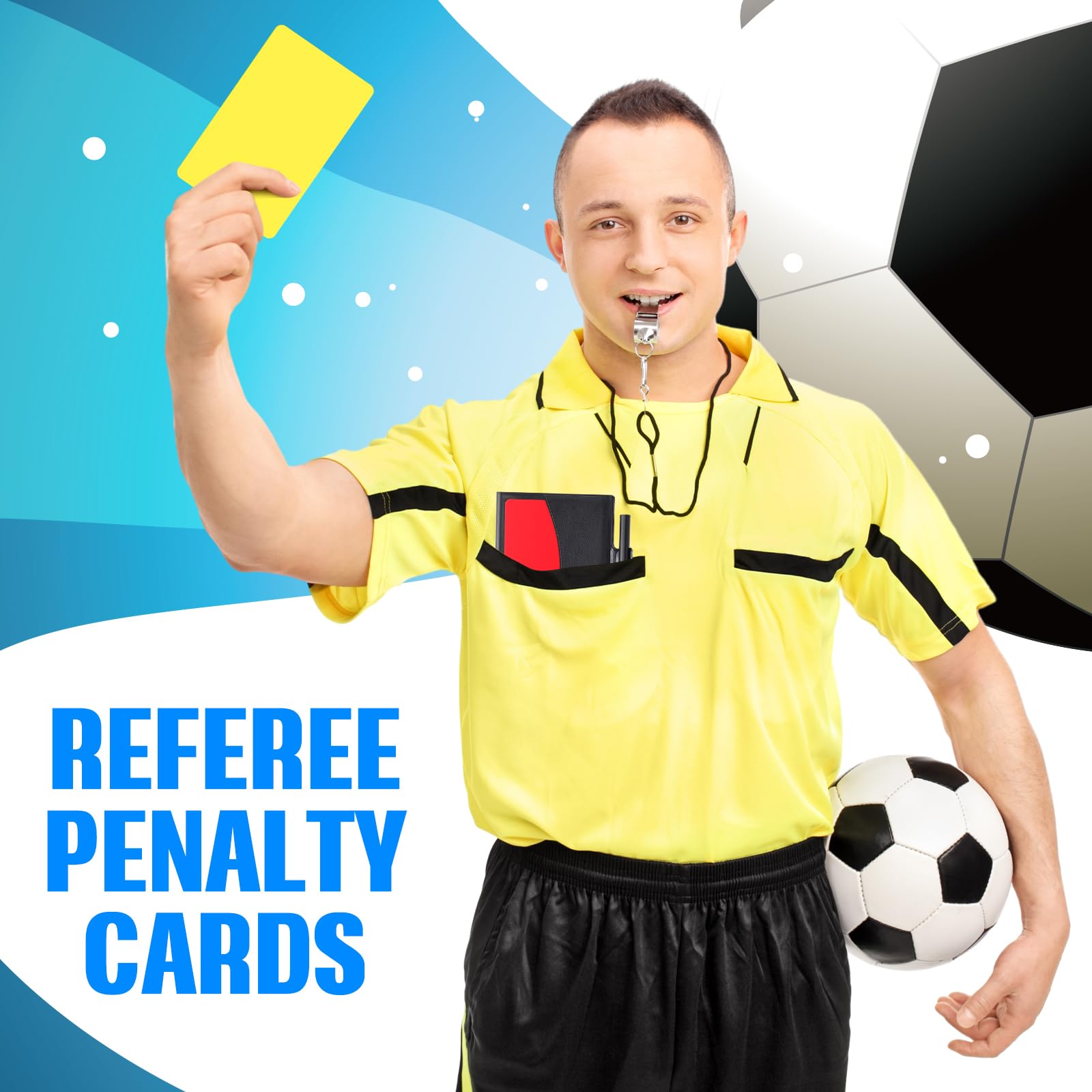 ReliThick 12 juegos de tarjetas de árbitro deportivas con silbato de metal, kit de árbitro, 12 tarjetas rojas y amarillas, cuadernos de árbitro y 12 silbatos de entrenador para fútbol, fútbol,