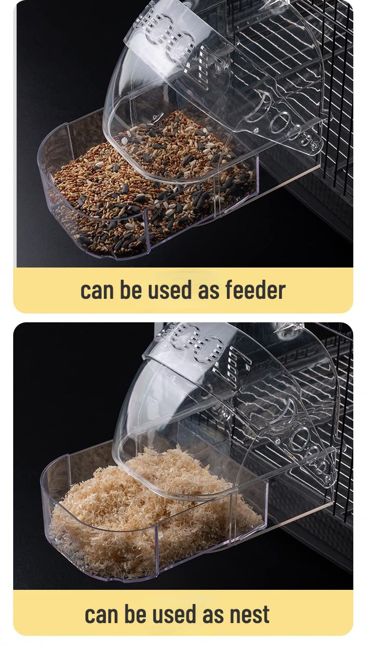 Bird Bath Cage, Cleaning Pet Supplies Cockatiel Bird Clear Bathtub with Hanging Hooks and Bottom Drawer for Little Bird Parrots Spacious Parakeets Portable Shower for Most Birdcage 4