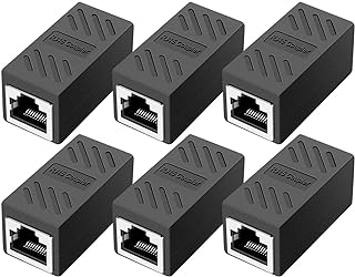 ZUZONG RJ45 Coupler，Ethernet Coupler, in Line Coupler for Cat7/Cat6/Cat5e/Cat5 Ethernet Cable Extender Adapter for PC Router Modem PS5 Xbox Female to Female (6 Pack Black)