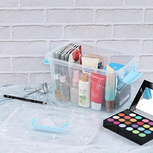 Miniatura 5 de Cajas de almacenamiento de plástico de 5 cuartos de galón con tapas, paquete de 6 cajas de almacenamiento transparentes con asa