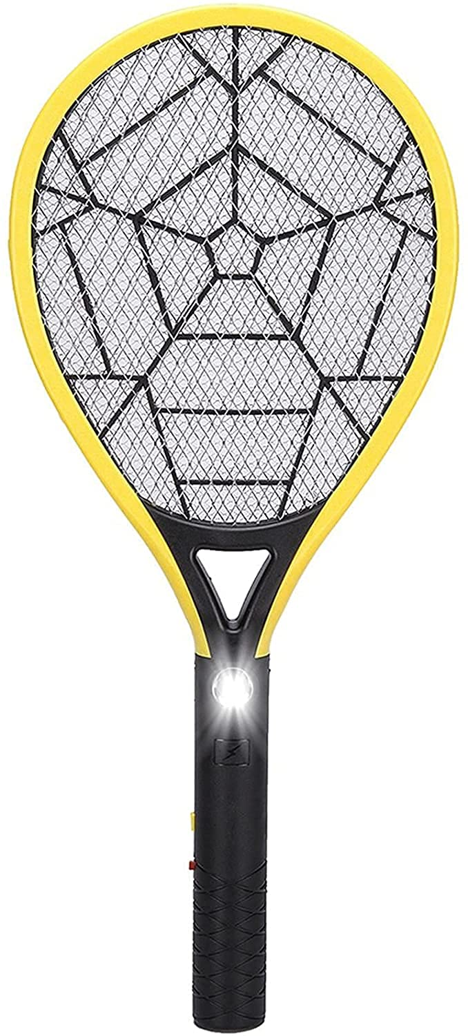 Raquette anti-moustique électrique MU jaune rechargeables 220V avec lampe LED