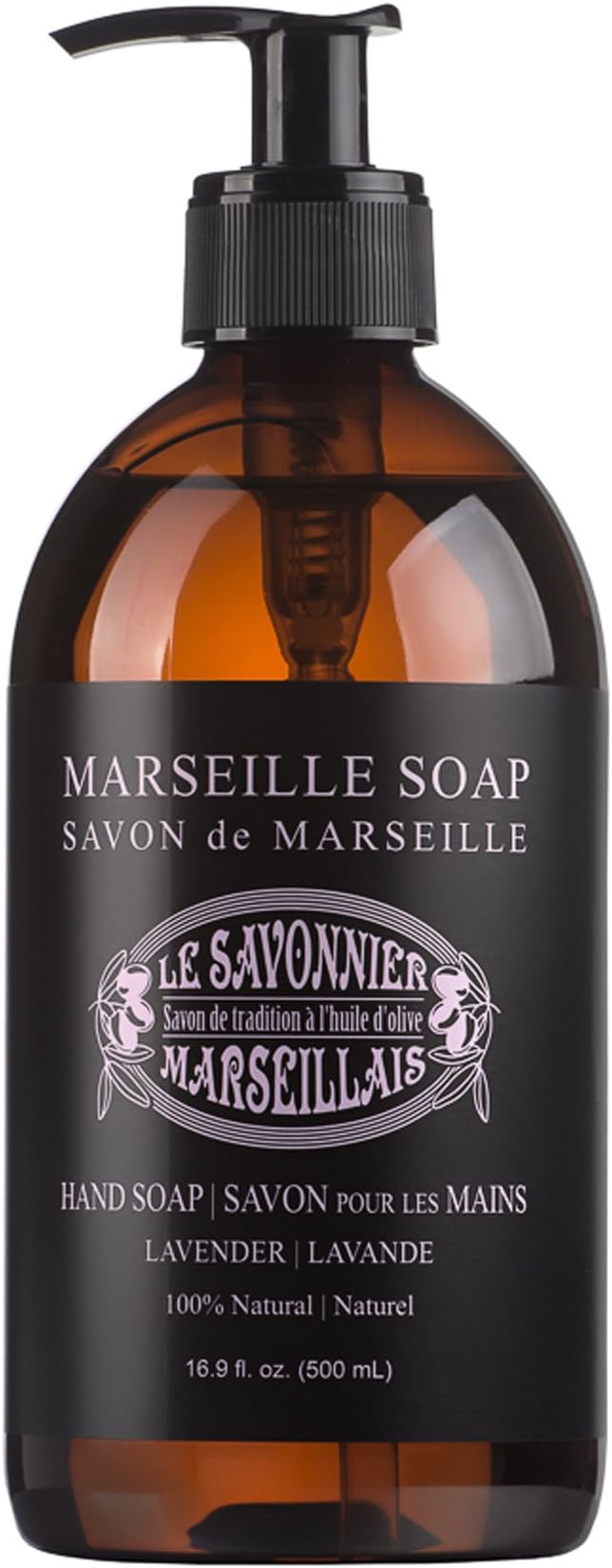 LSM Soaps Le Savonnier Marseillais Liquid Hand Soap, Lavender, 16.9 Fluid Ounce