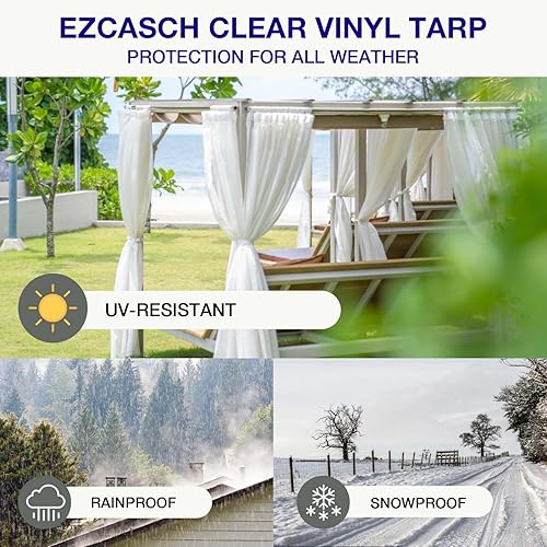 Miniatura 21 de Cortina de vinilo para exteriores de 20 onzas, cortina de panel transparente para exteriores, cortina resistente a la intemperie, para pérgola