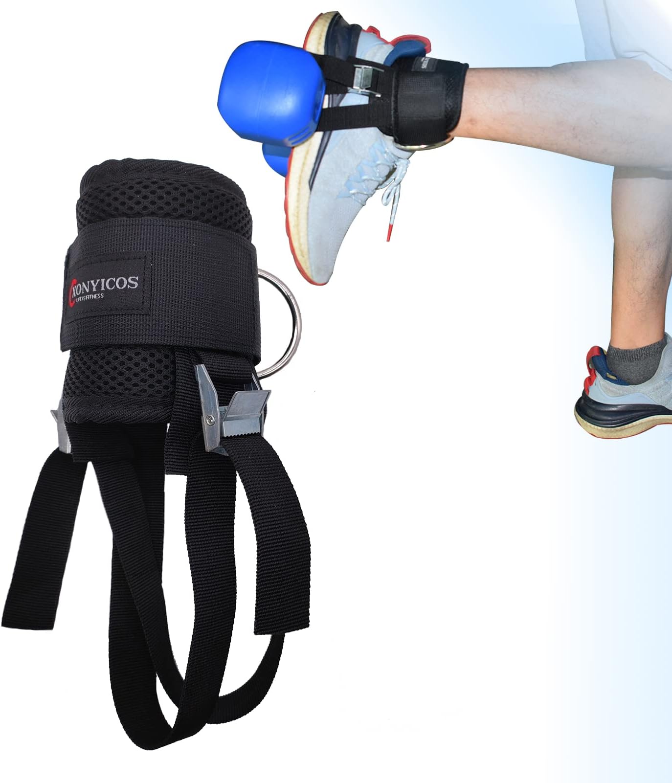XonyiCos Adjustable Dumbbell Ankle Strap for Cable Machine,Monkey-Feet Weight Lifting Shoe AttachmentAnkle Straps,Kickbacks-Leg Extensions,Breathable Ankle Straps