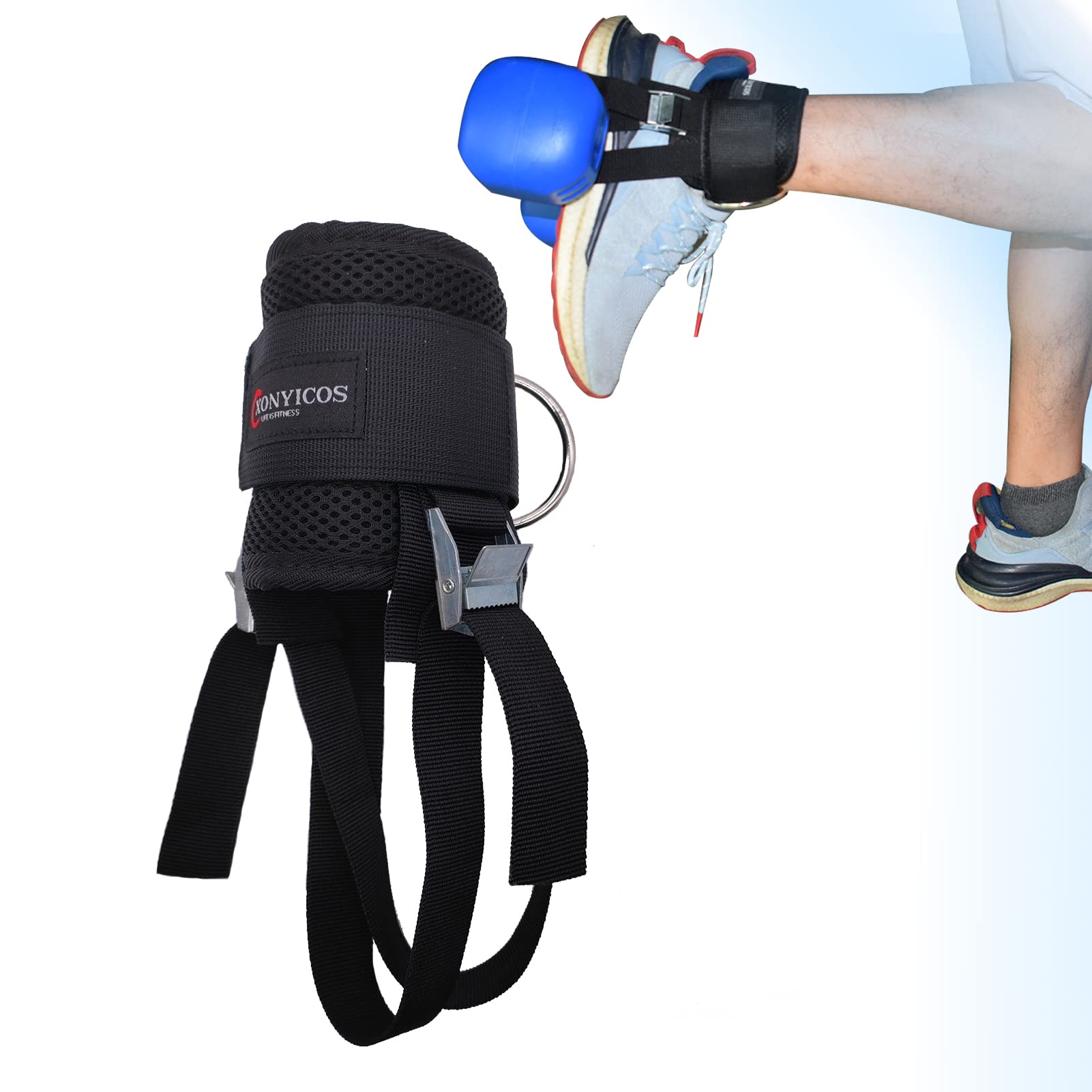 XonyiCos Adjustable Dumbbell Ankle Strap for Cable Machine,Monkey-Feet Weight Lifting Shoe AttachmentAnkle Straps,Kickbacks-Leg Extensions,Breathable Ankle Straps