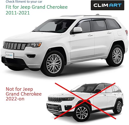 Miniatura 5 de CLIM ART Protectores de lluvia increíblemente duraderos para Jeep Grand Cherokee 2011-2020, deflectores de ventana con cinta original, deflector de