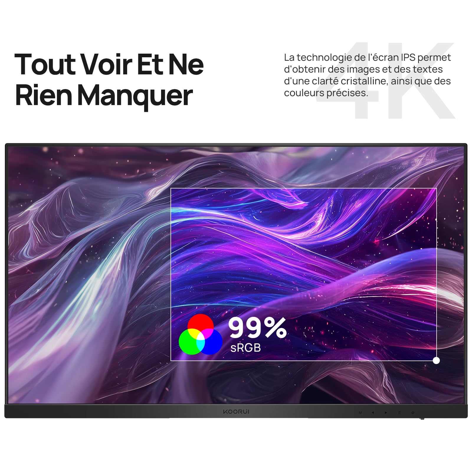 KOORUI Monitor 27 Zoll 4K UHD IPS 60Hz HDMI 2.0 DisplayPort 1.4 Adaptive Sync HDR10 VESA 100x100mm