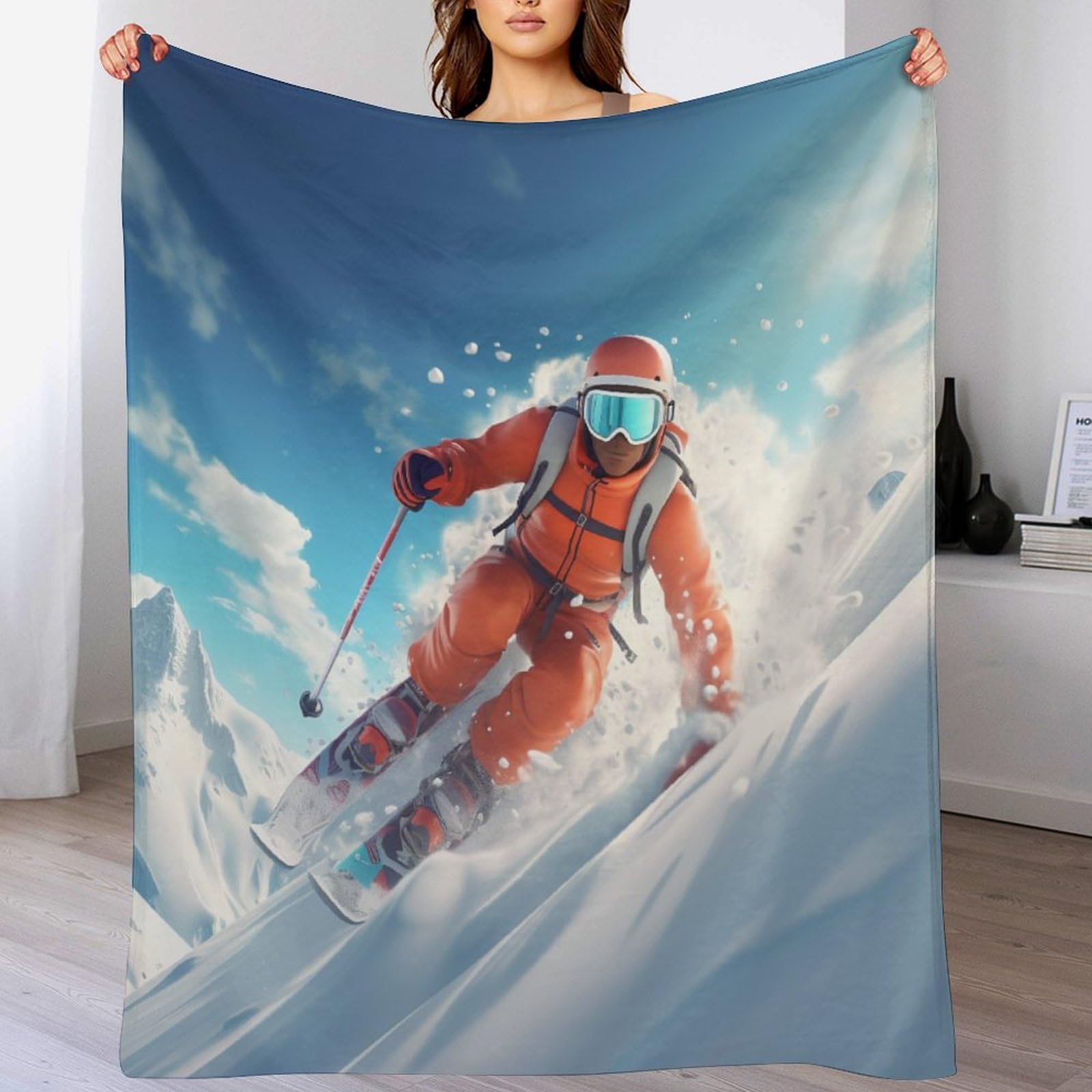 Manta de forro polar infantil y adulto tematica montañas de nieve para regalar