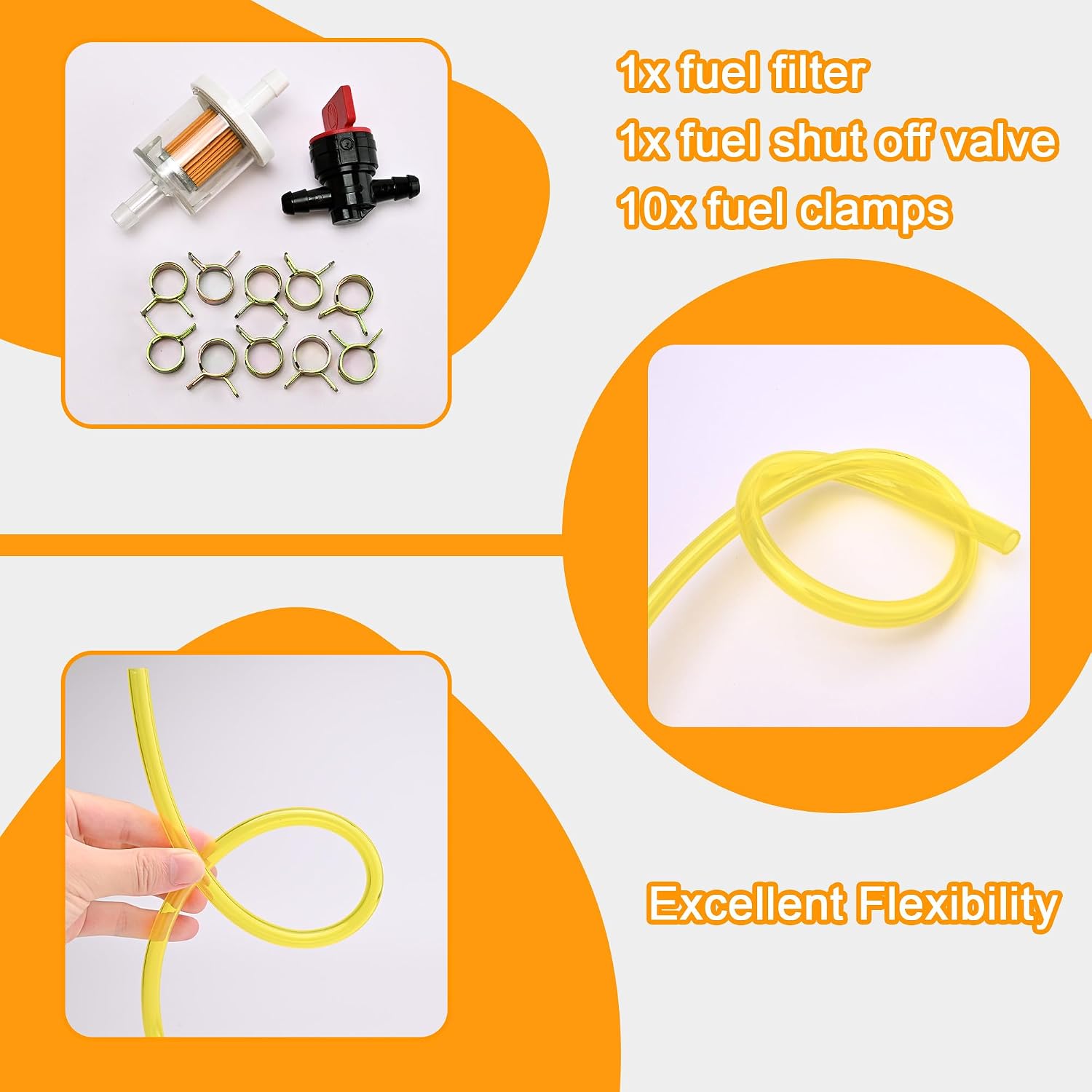 1/4 Fuel Line Clear Hose 6.6FT 3/8OD Polyurethane Tube for Small Engine
