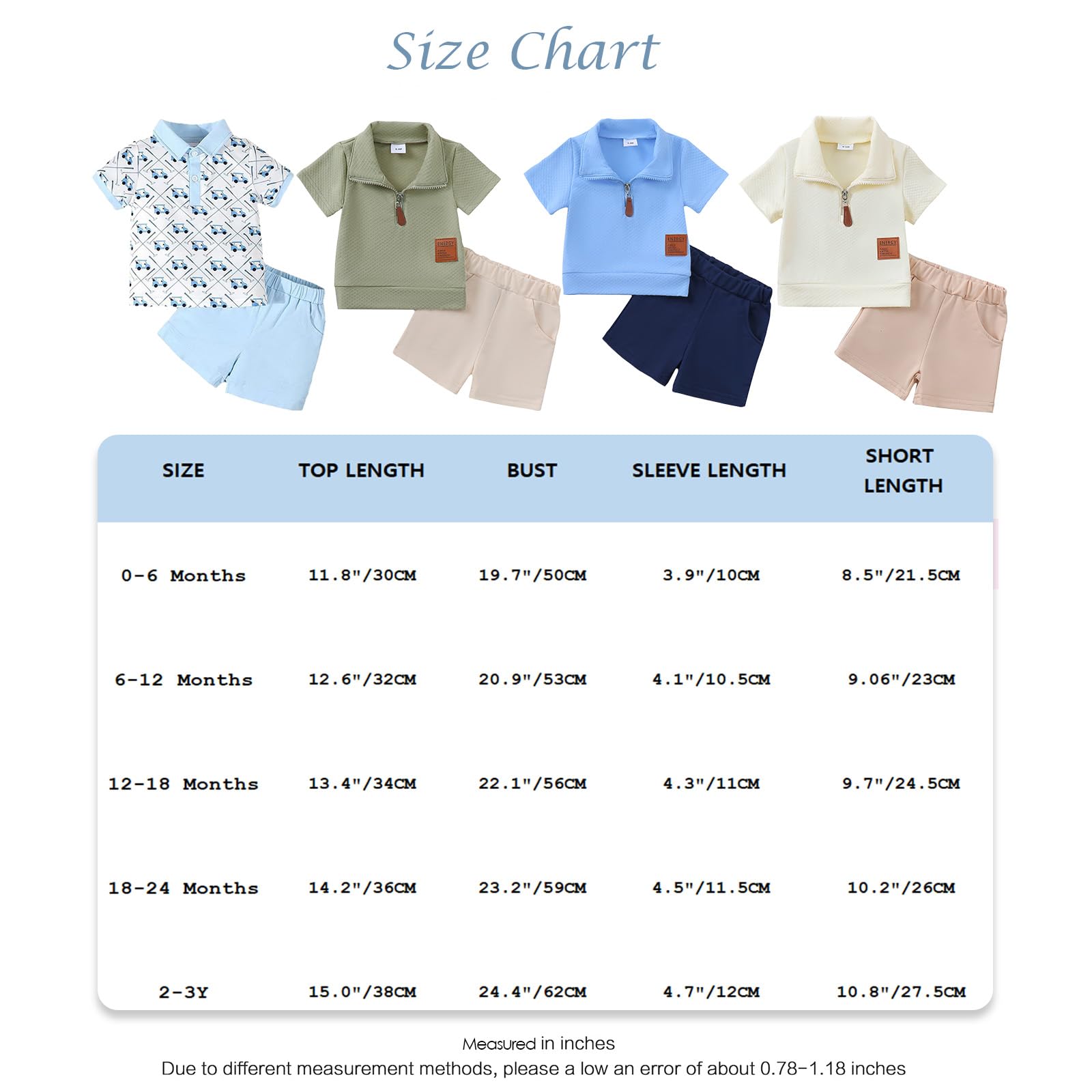 Conjunto Ropa para Niños Pequeños Manga Corta con Cuello Vuelto Camiseta Polo Lisa/Estampada y Pantalones Cortos 2 Piezas Chándal Traje para Verano — view 7