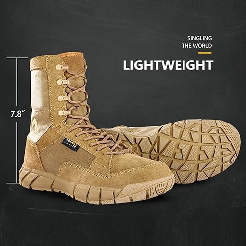 Miniatura 5 de PAVEHAWK Botas tácticas de 8 pulgadas para hombre, botas militares de coyote ligeras para senderismo, trabajo, combate