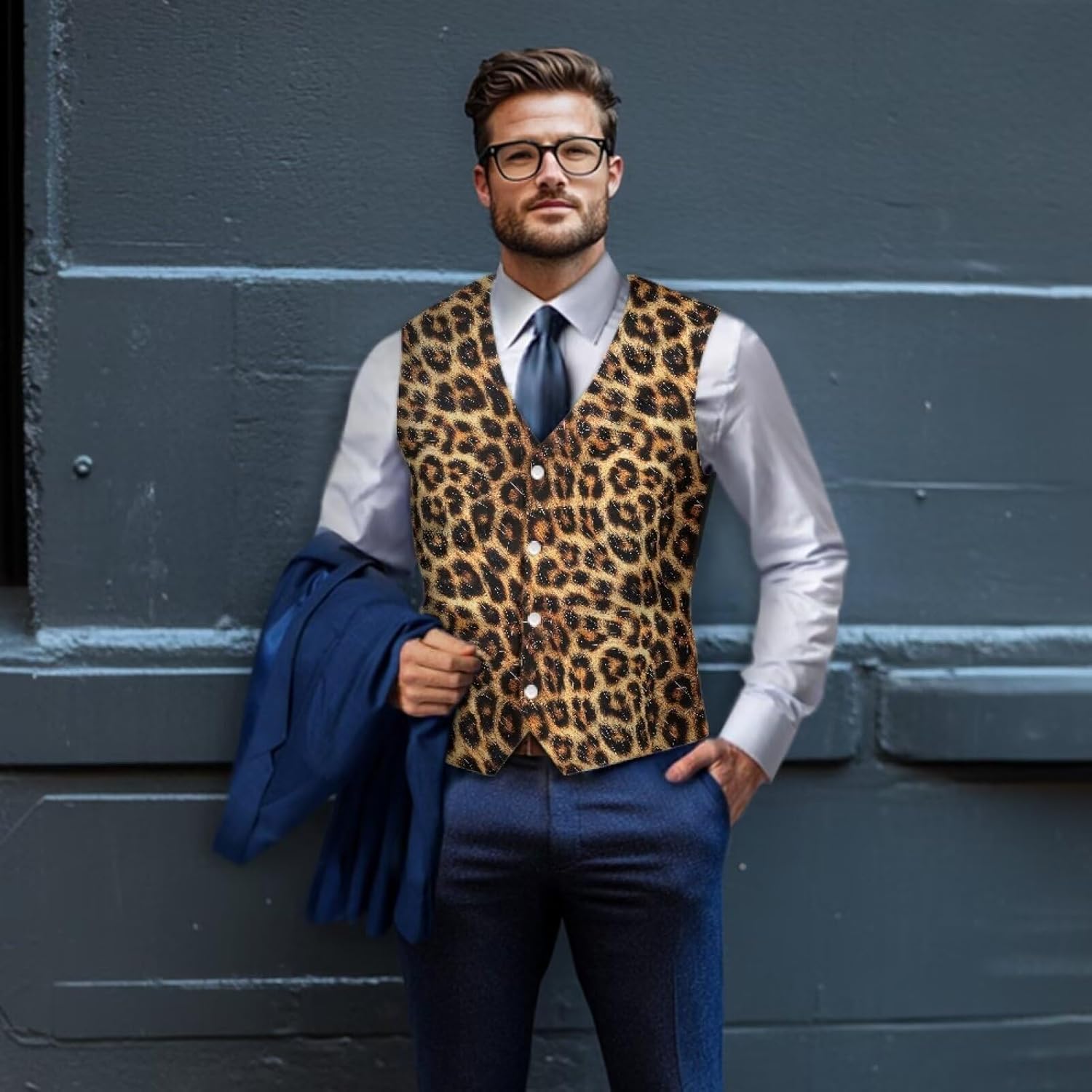 HUGS IDEA Suit Vests for Men Lightweight Waistcoat Vest Back Adjustable Slim Fit Tuxedo Waistcoats