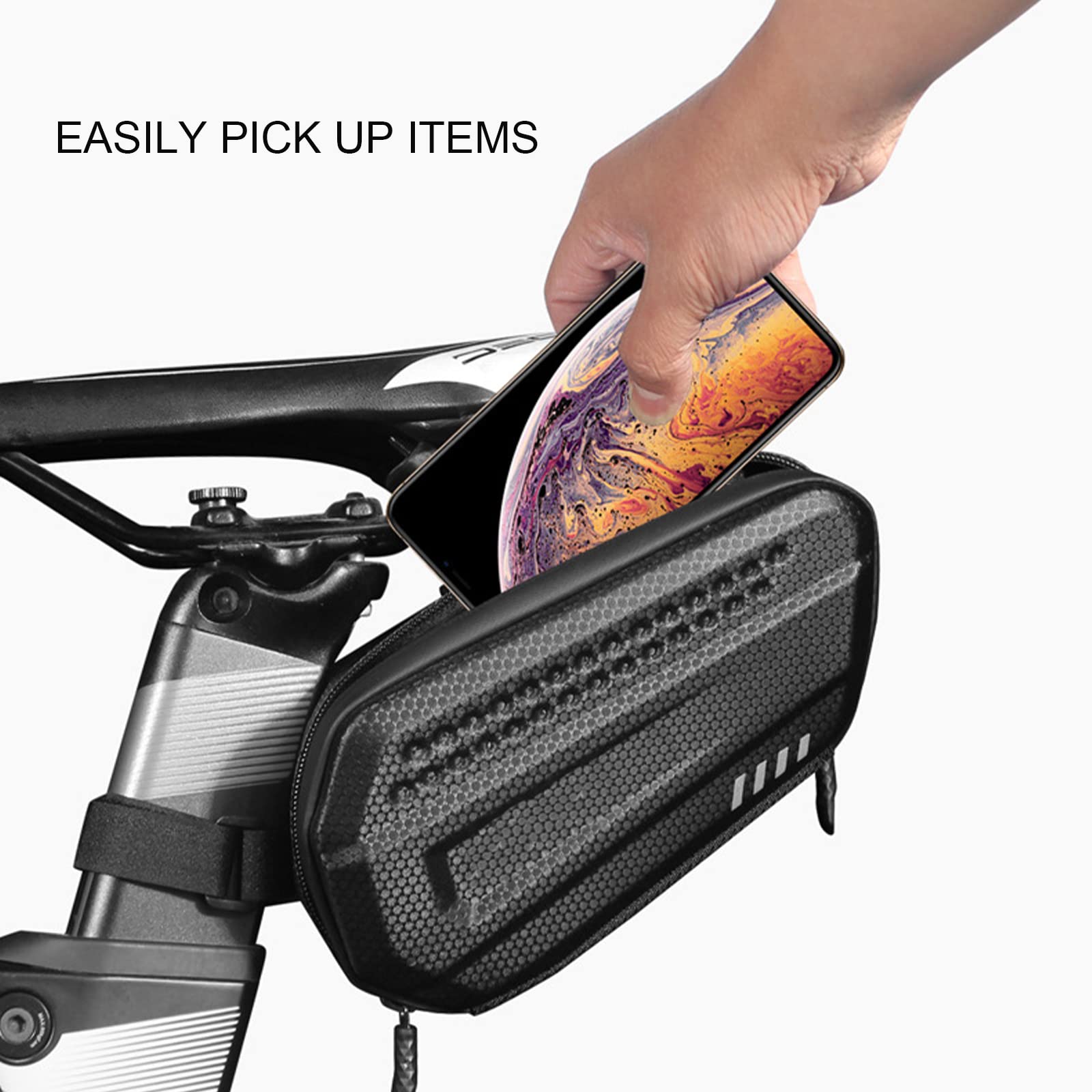 Sillín de Bicicleta Asiento Trasero Impermeable Bolsa de Sillín de Cola de Ciclismo Bolsa de Almacenamiento de Bicicleta Estable con Cremallera de Doble Cara para Bicicleta de Carretera MTB
