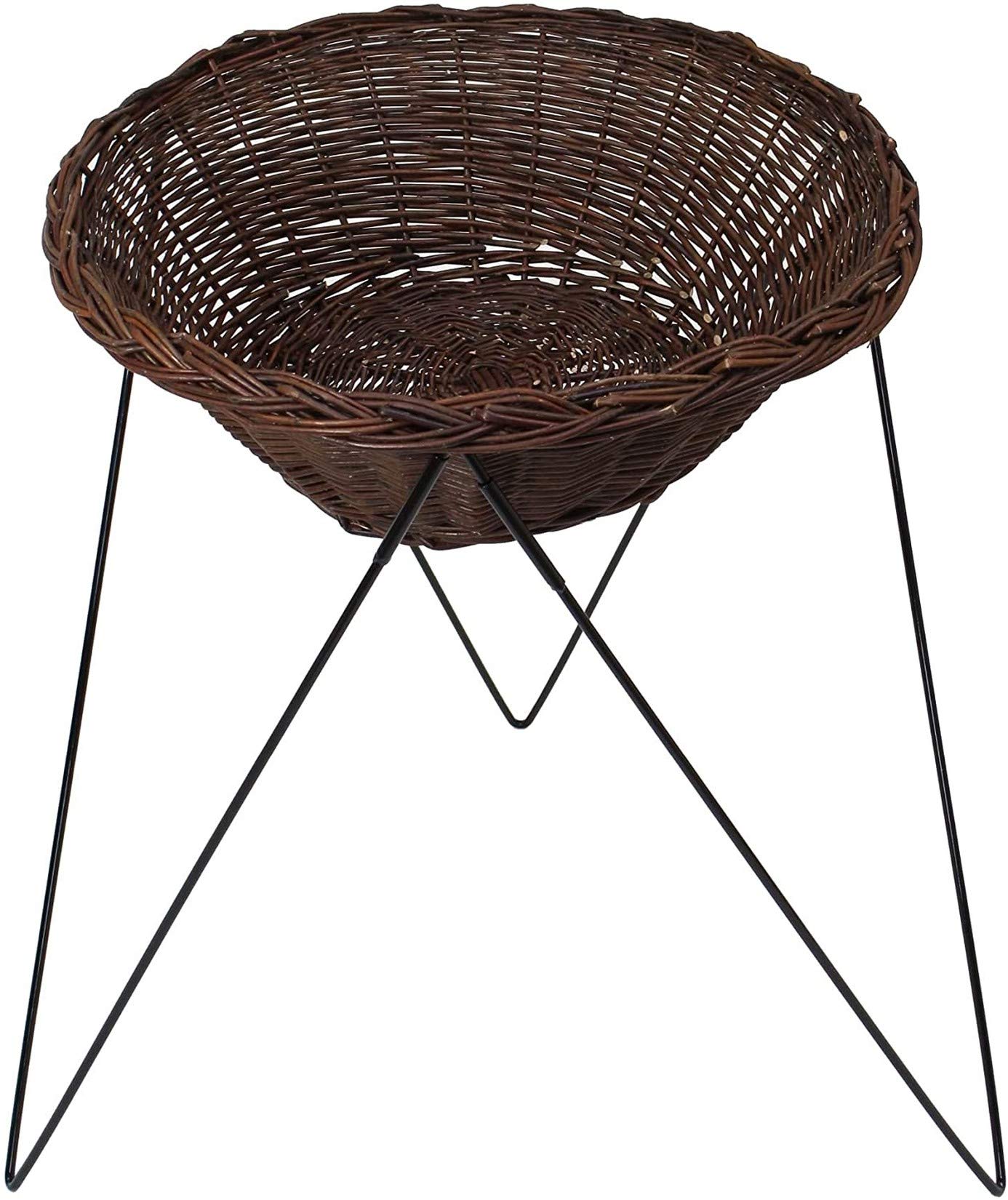 Dekoleidenschaft Verkaufsständer mit Weidenkorb Ø 68 cm, schwarzes Metallgestell, Warenkorb, Aktionskorb, Wühlkorb, Präsentationskorb