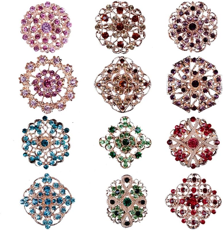 Broches y alfileres para mujer, color dorado o plateado con diamantes de imitación, broche de flores para ramo de boda, decoración de fiesta, juego de brochas
