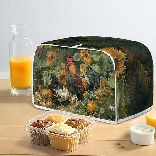 Vista 105 de UNICEU Funda acolchada para tostadora con patrón de café, se adapta a la mayoría de tostadoras estándar de 4 rebanadas patrón de café,Hojas de otoño