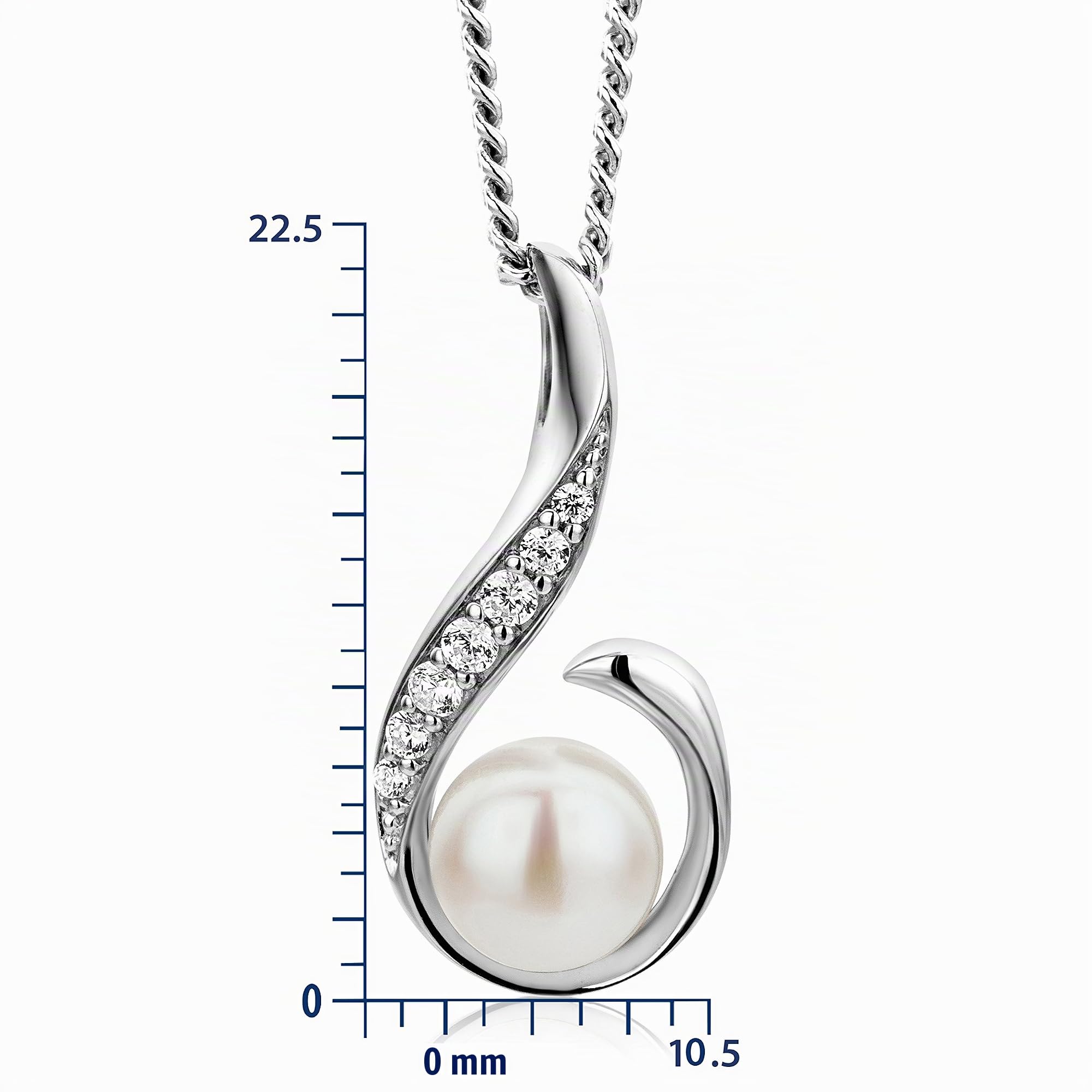 Miore MSAE011N Catenina in argento con perla e zirconi, lunghezza 45cm