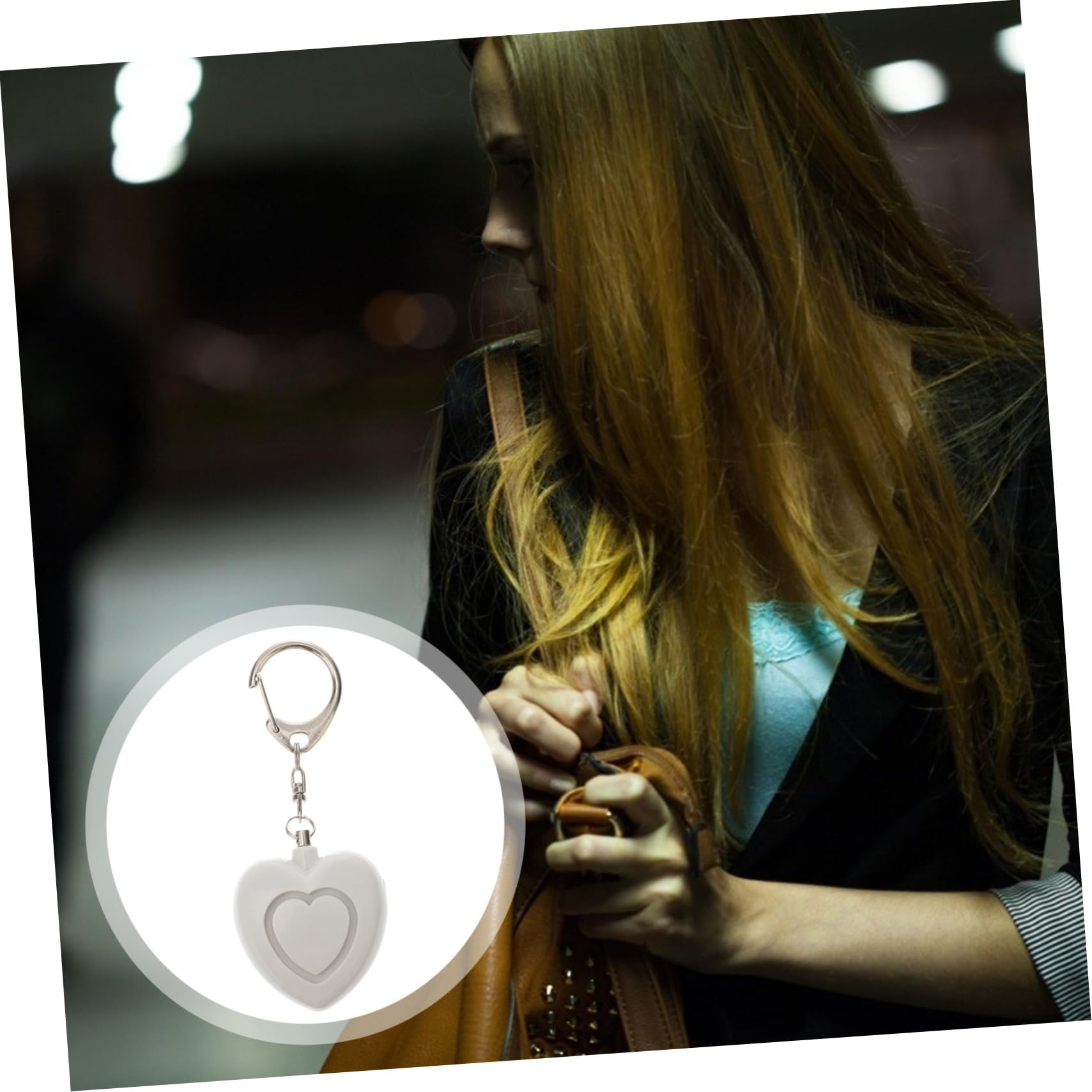 5pièces Alarme Forme De Cœur avec Lumière LED Porte-clés De Sécurité pour Sorties Nocturnes Activités De Plein Air