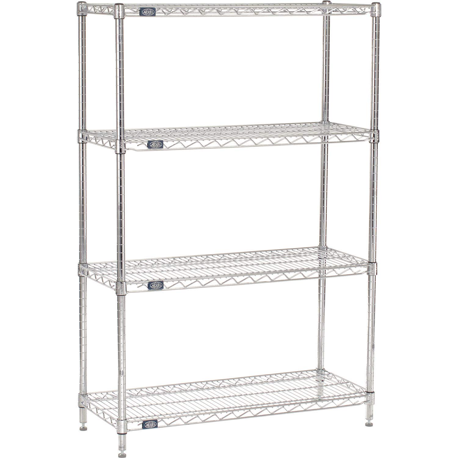 Nexel14" x 36" x 63", 4 Tier Adjustable Wire Shelving Unit, NSF Listed Commercial Storage Rack, Chrome Finish, leveling feet