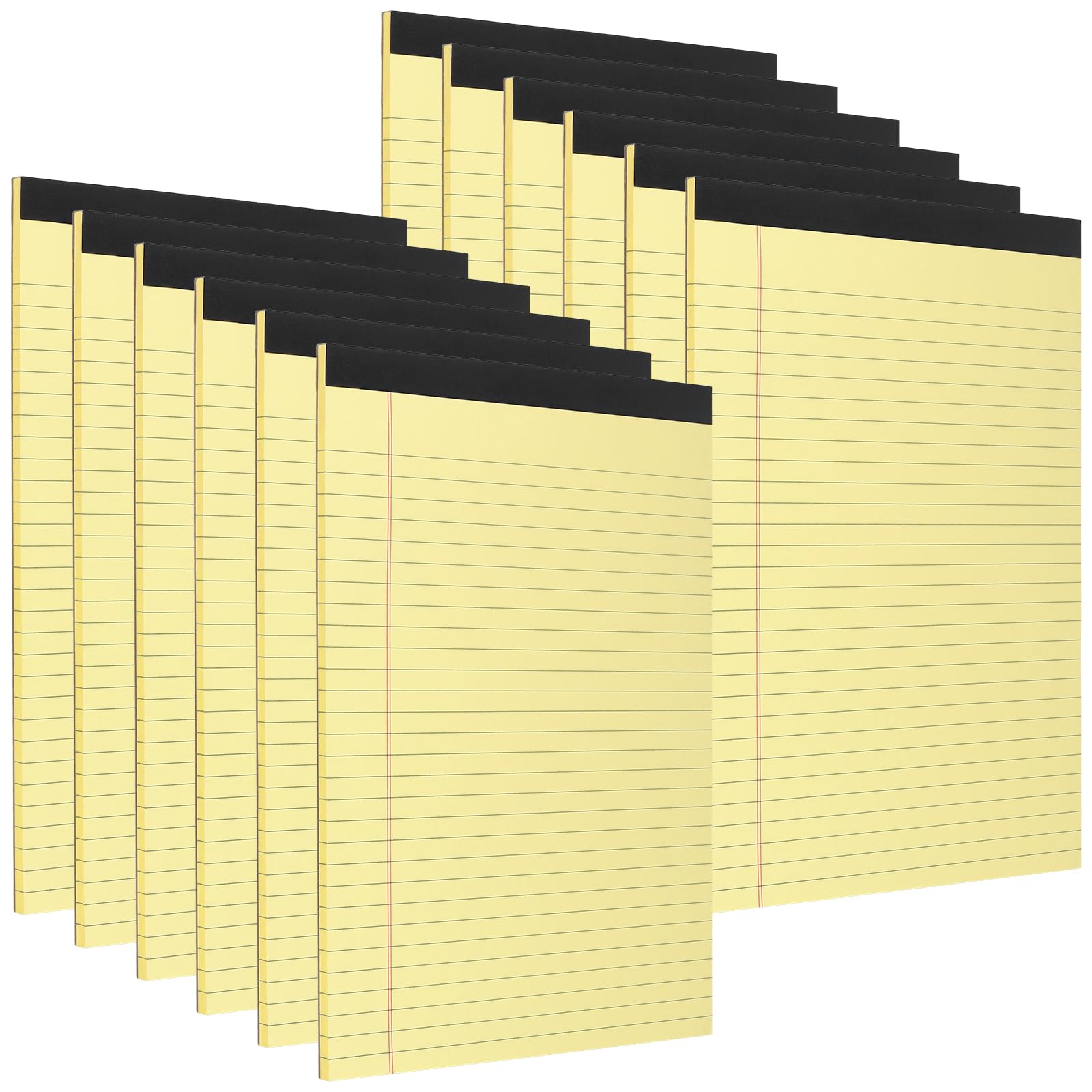 JAPCHET 12 Pack Yellow Legal Notepad, A4 Size, 100 Pages, 80gsm Paper for Home Office Journal