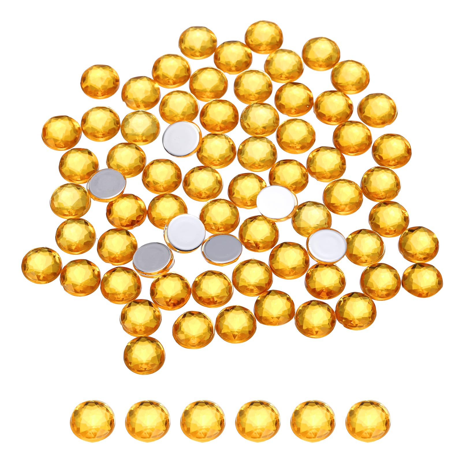 sourcing map Flat Back Round Acrylic Rhinestones,8mm SS40 Yellow 100Pcs