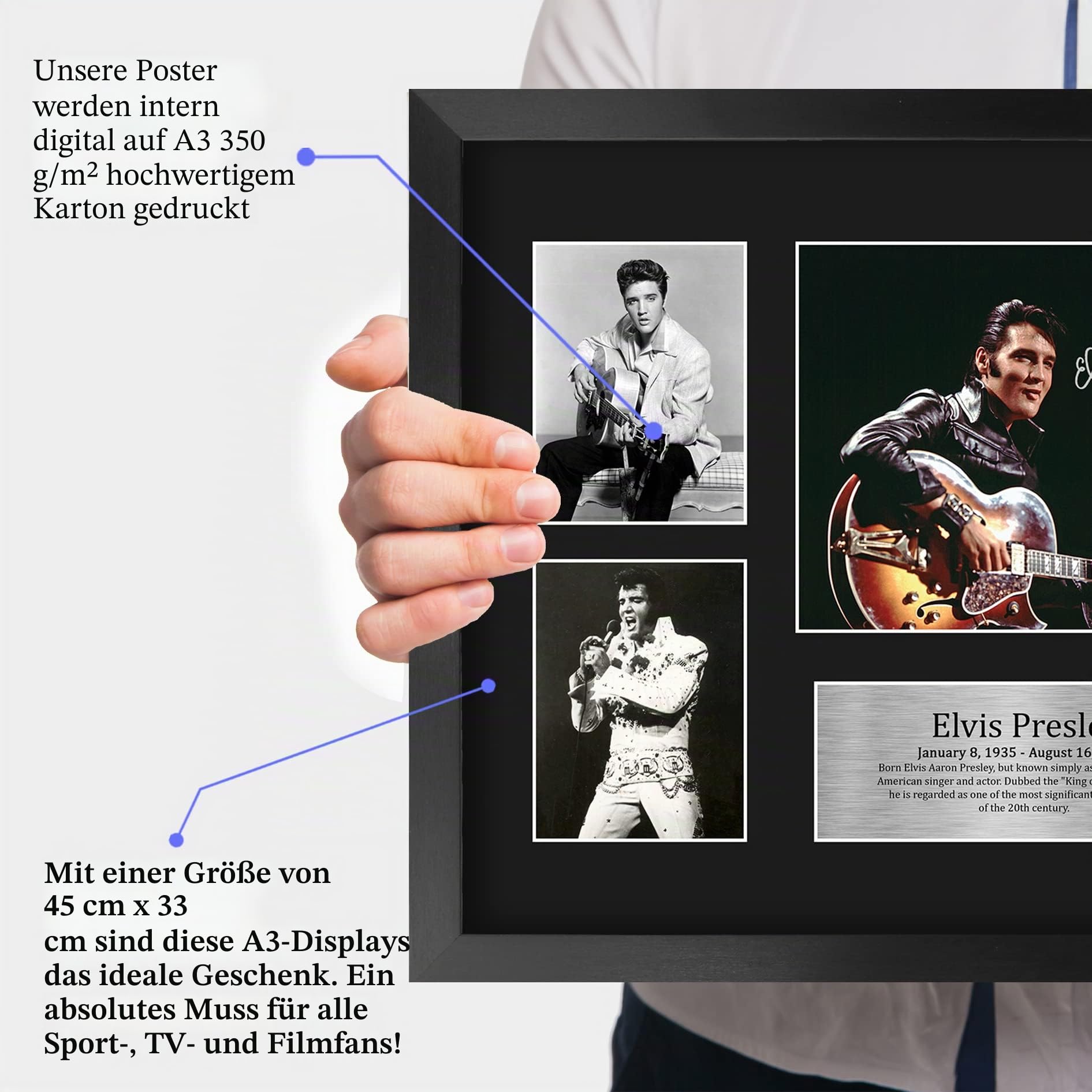 HWC Trading FR A3 Elvis Presley Musician The King Geschenke Gedruckt Signiert Autogramm Bild Für Musik Erinnerungsstücke Fans - A3 Framed