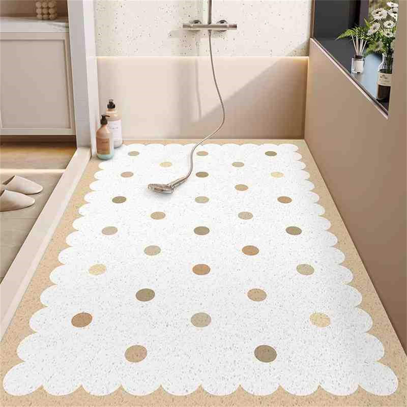 Alfombrilla de baño Antideslizante de lufa, Alfombrilla de Ducha de Goma Suave Recortable a Medida con Estampado de Lunares, Alfombrilla de bañera de Malla Transpirable de Secado rápido para