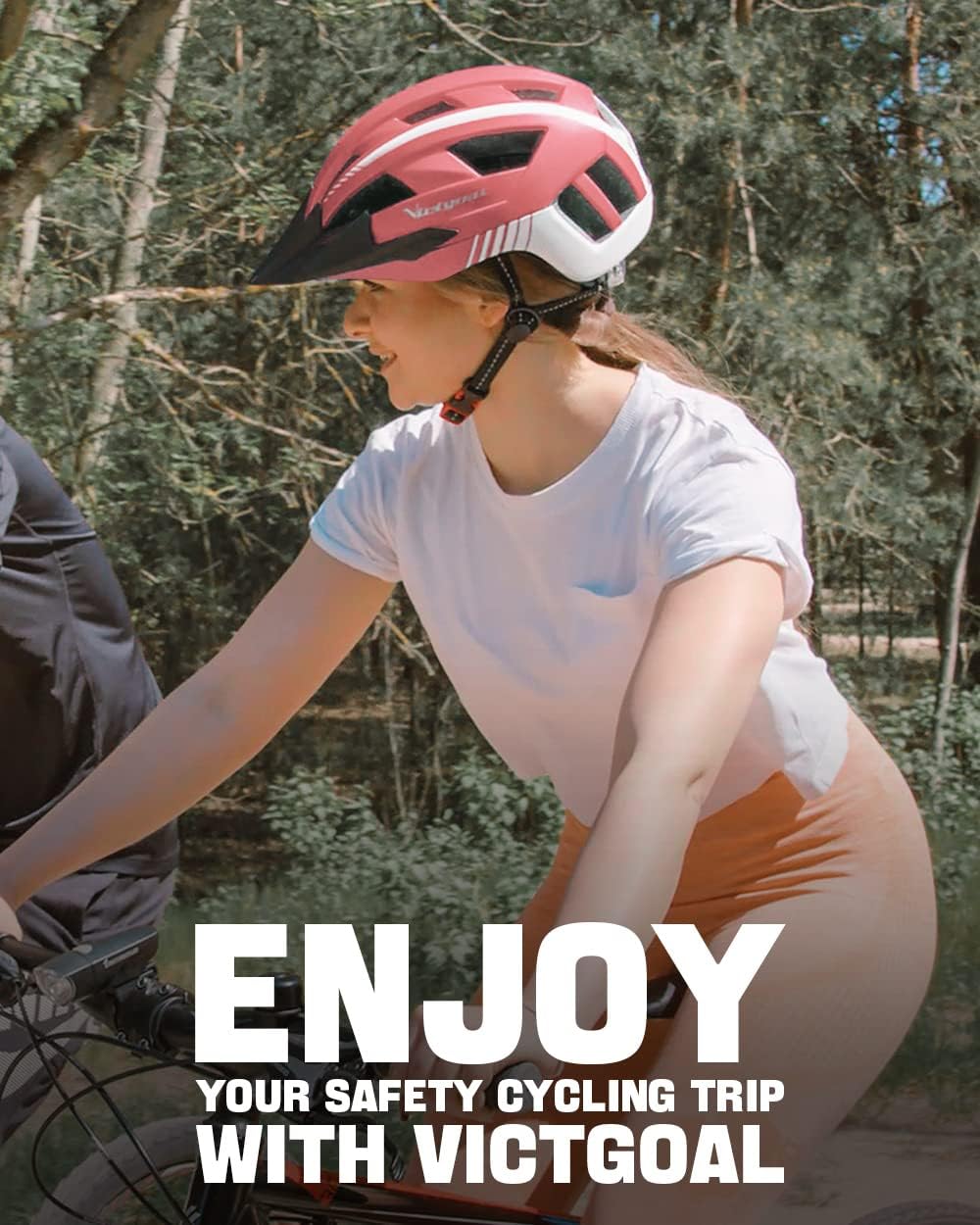 VICTGOAL Bike Helmet with USB Rechargeable Rear Light Detachable Magnetic Goggles Removable Sun Visor Mountain & Road Bicycle Helmets for Men Women Adult Cycling Helmets - Image 9