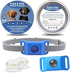 AqualityPets Collier Antiparasitaire Chien Naturel, Protège Contre Puces, Tiques et Phlébotomes, Protection 12 Mois – Résistant à l’Eau, Taille Unique, 100% sans Produits Chimiques (Bleu Ciel)