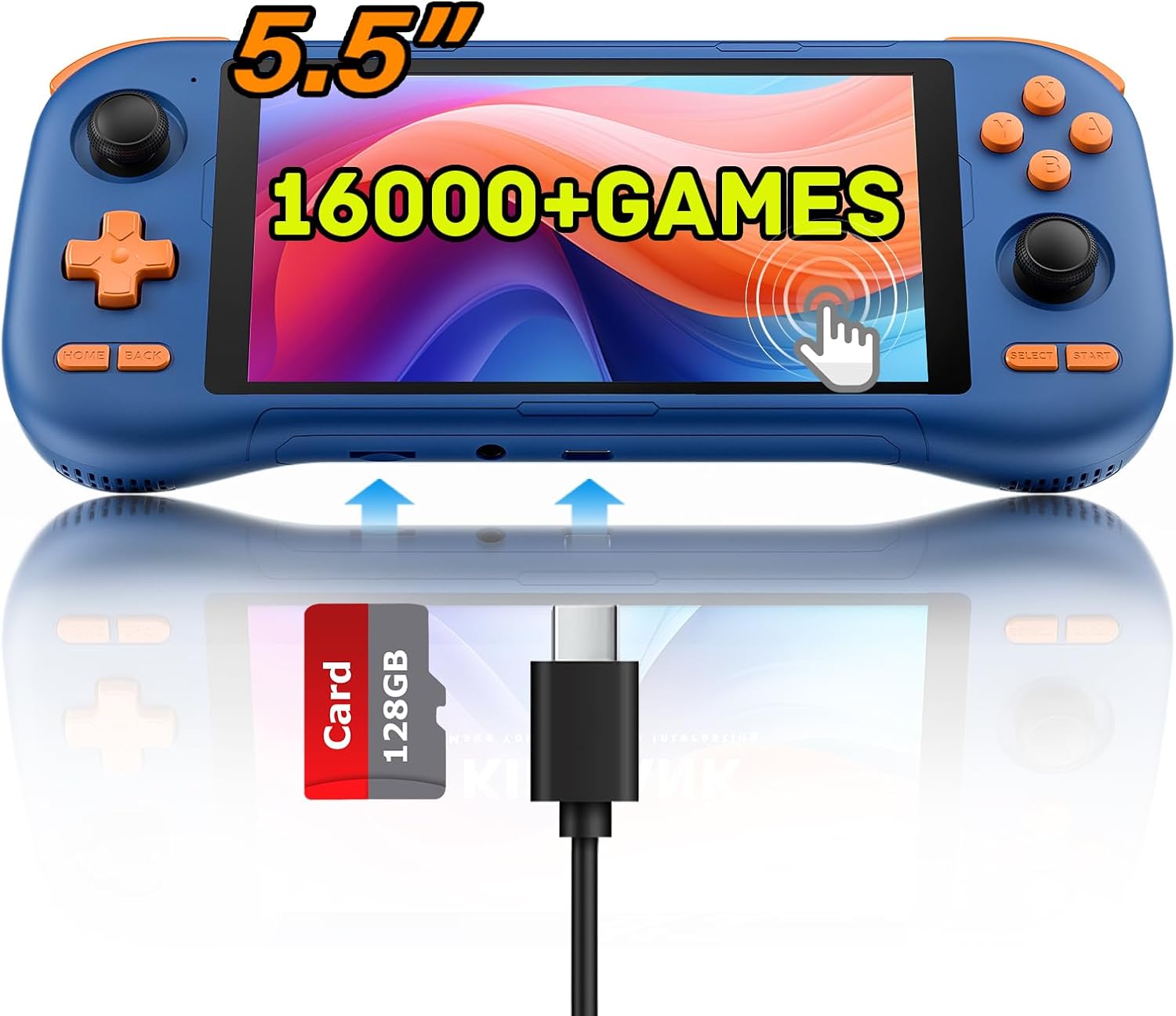 Kinhank K56 Retro Handheld Game Console Built-in 16000+ Games,Android 14.0 Portable Game Console,5.5 inch Touch Screen,64GB RAM+128GB ROM,5000mAh Battery,WiFi 5.0,BT5.0,Hall Rocker (128GB) Kinhank K56 Retro Handheld Game Console Built-in 16000+ Games,Android 14.0 Portable Game Console,5.5 inch Touch Screen,64GB RAM+128GB ROM,5000mAh Battery,WiFi 5.0,BT5.0,Hall Rocker (128GB)