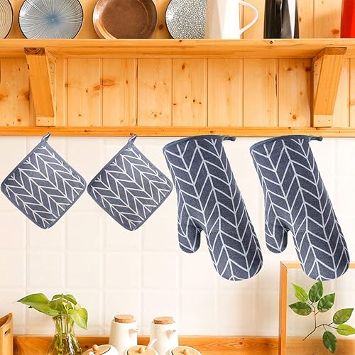 Miniatura 7 de Win Change Guantes de horno y agarraderas para barbacoa, guantes de horno y soportes para ollas con relleno reciclado, guantes de cocina