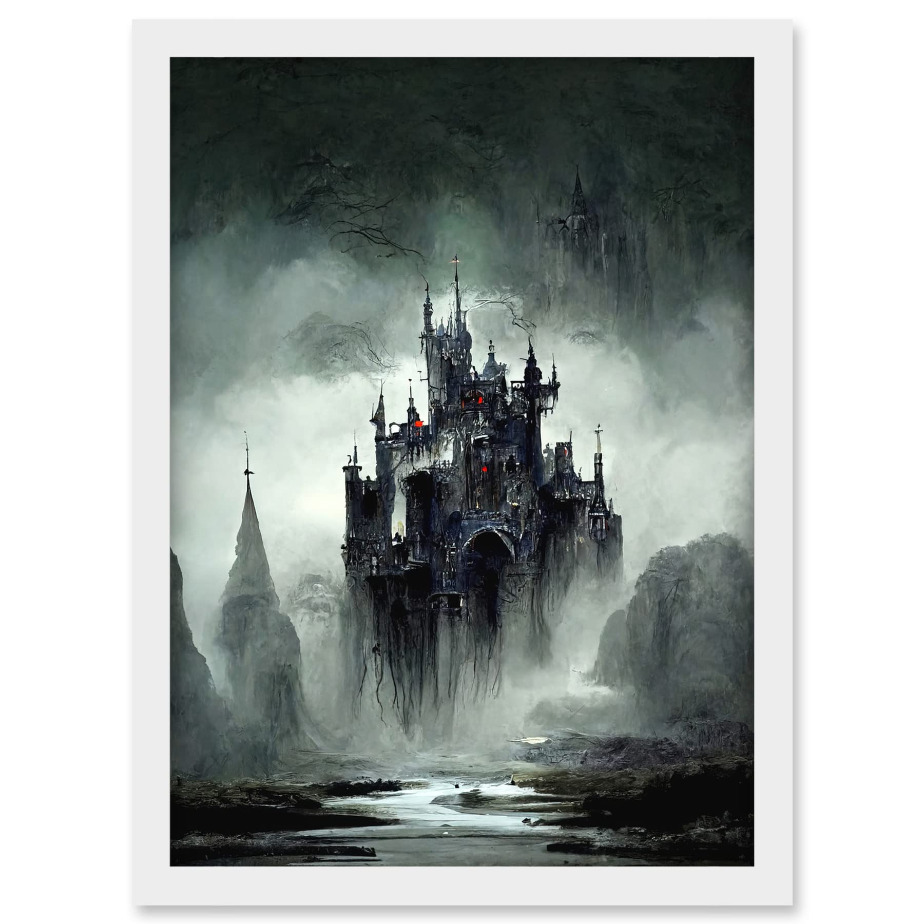 Doppelganger33 LTD Dark Gothic Castle Fantasy Landscape Artwork Framed A3 Wall Art Print
