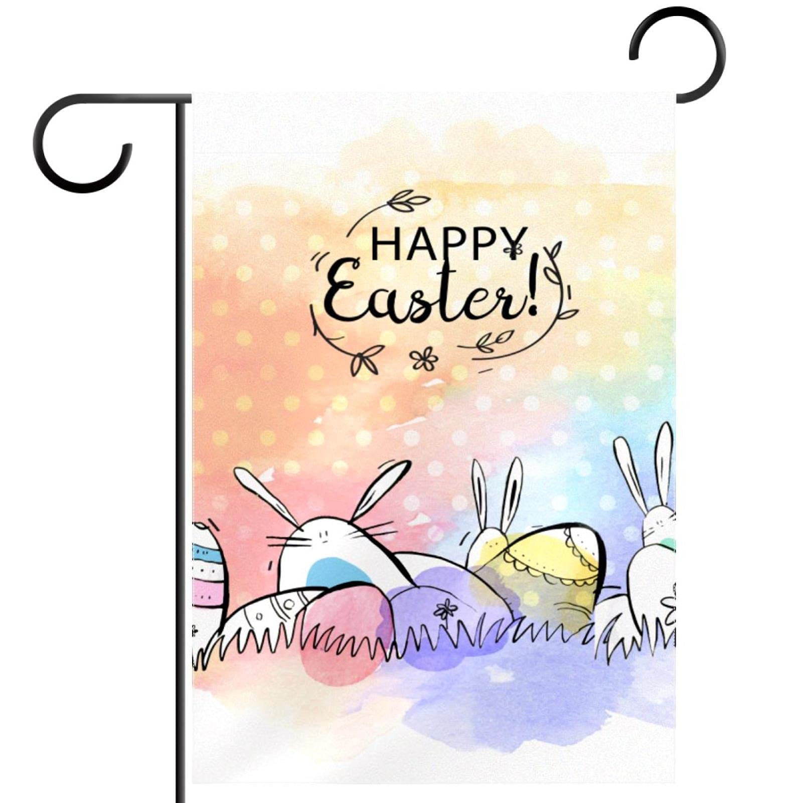Drapeau de jardin lapin de Pâques double face en tissu premium résistant - 7