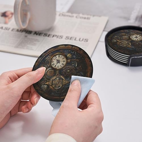 Miniatura 6 de Steampunk Clocks - Posavasos para bebidas con soporte, adecuados para tipos de tazas, juego de 6