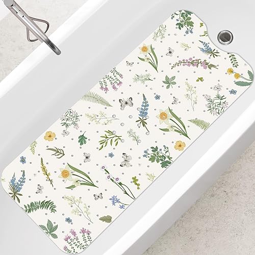 SHUCHING Alfombra de baño para adultos antideslizante de 40 x 16 pulgadas, tapete de baño extra largo antideslizante, tapete de ducha para baño sin