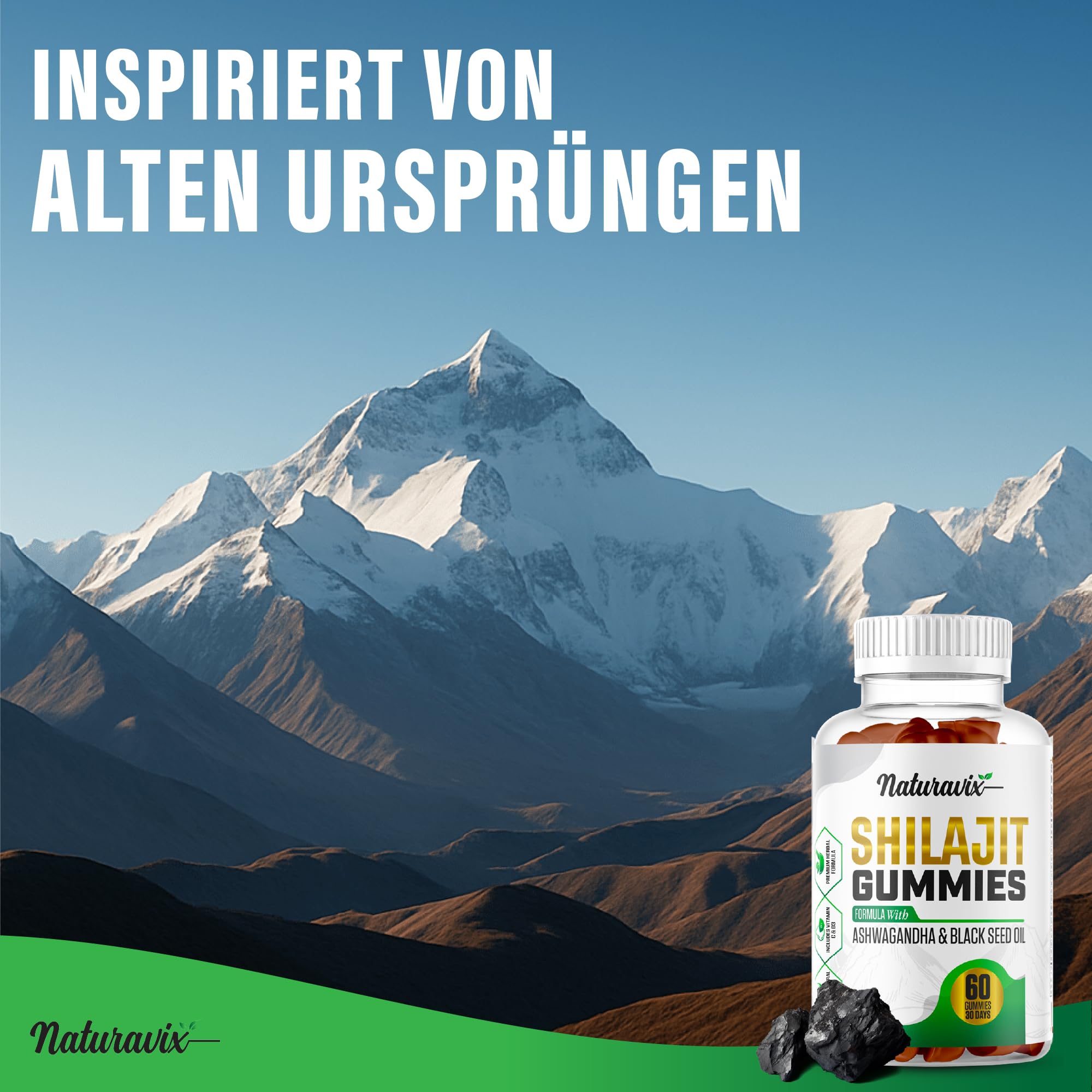 Shilajit Gummis mit Ashwagandha und Schwarzkümmelöl