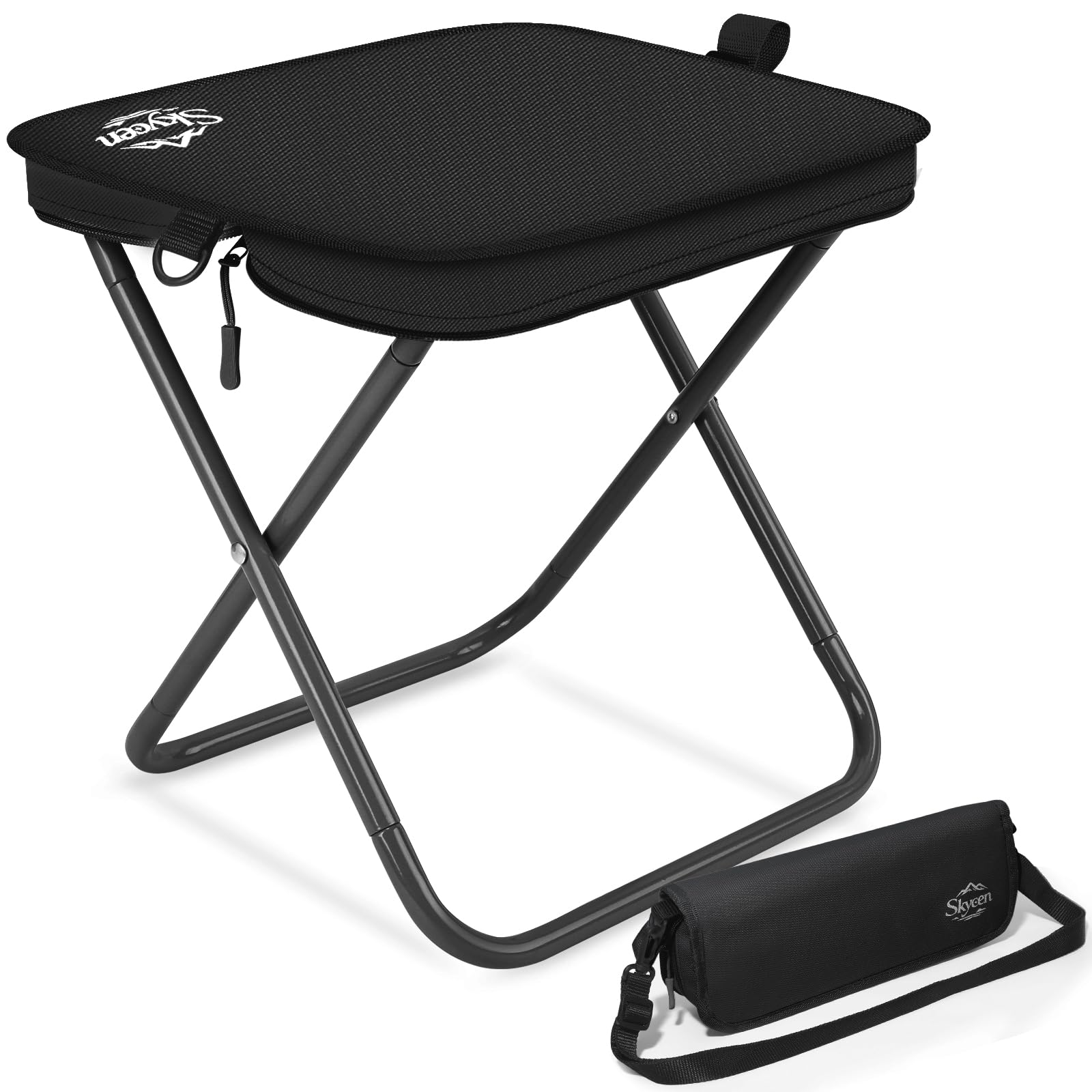 (Ultra Thin 2.0 inches (5 cm) / 3 Seconds Storage) Folding Chair, Outdoor Chair, Lightweight 21.2 oz (600 g) with Shoulder Strap, Load Capacity 264.6 lbs (120 kg) X Frame, Compact Storage Bag Not