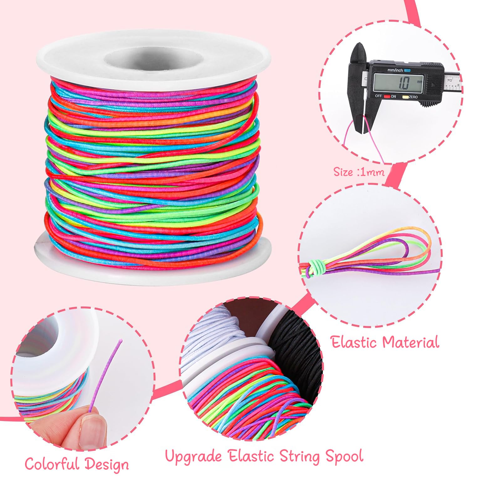 LUNEKUCK 3 Rotoli Filo Elastico per Braccialetti da 50 Filo di