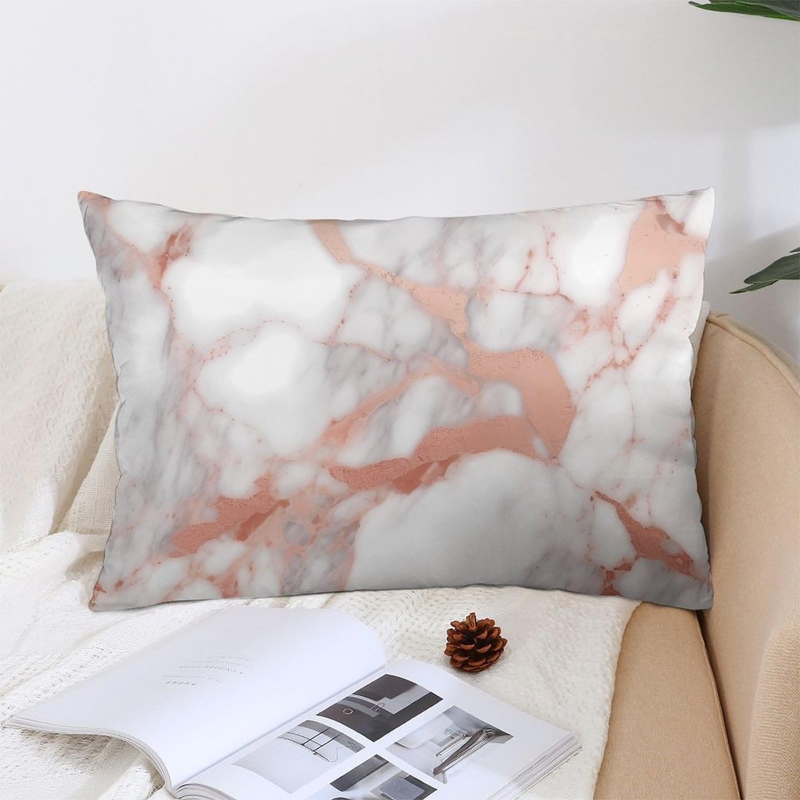 NTVOWPZO Decoration Throw Pillow Covers 12 "x20 Pillowcases Covers Rose Gold Marble Soft Pillowcases Modern Farmhouse Home Decor Sofa Cushions Covers for Couch Bed Living Room