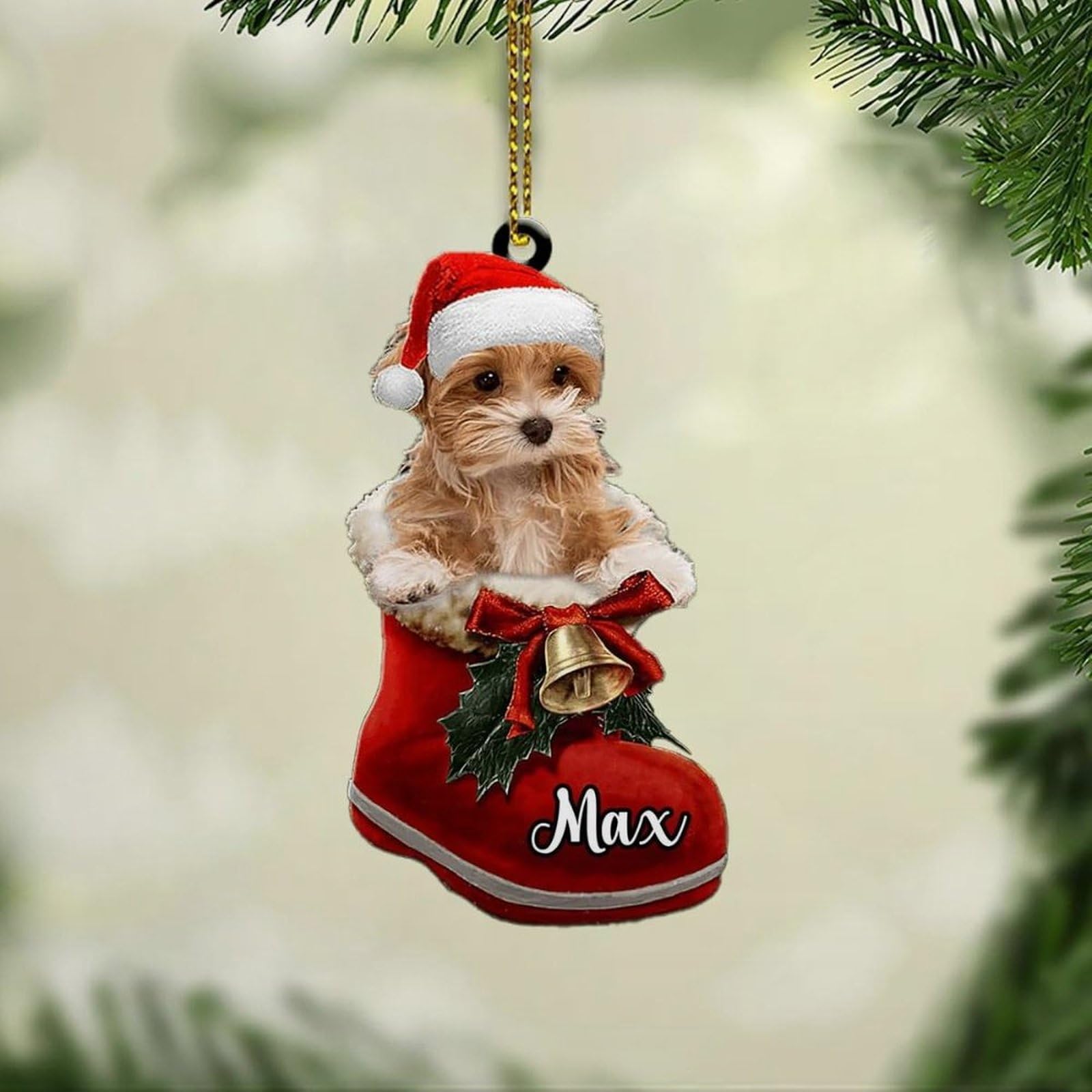 Luckluccy Maltipoo Custom Ornament,Personalized Dog Christmas Ornament,Christmas Dog Ornament Gifts For Dog Mom,Dog Dad,Dog Lovers,Xmas Decor Hanging 139