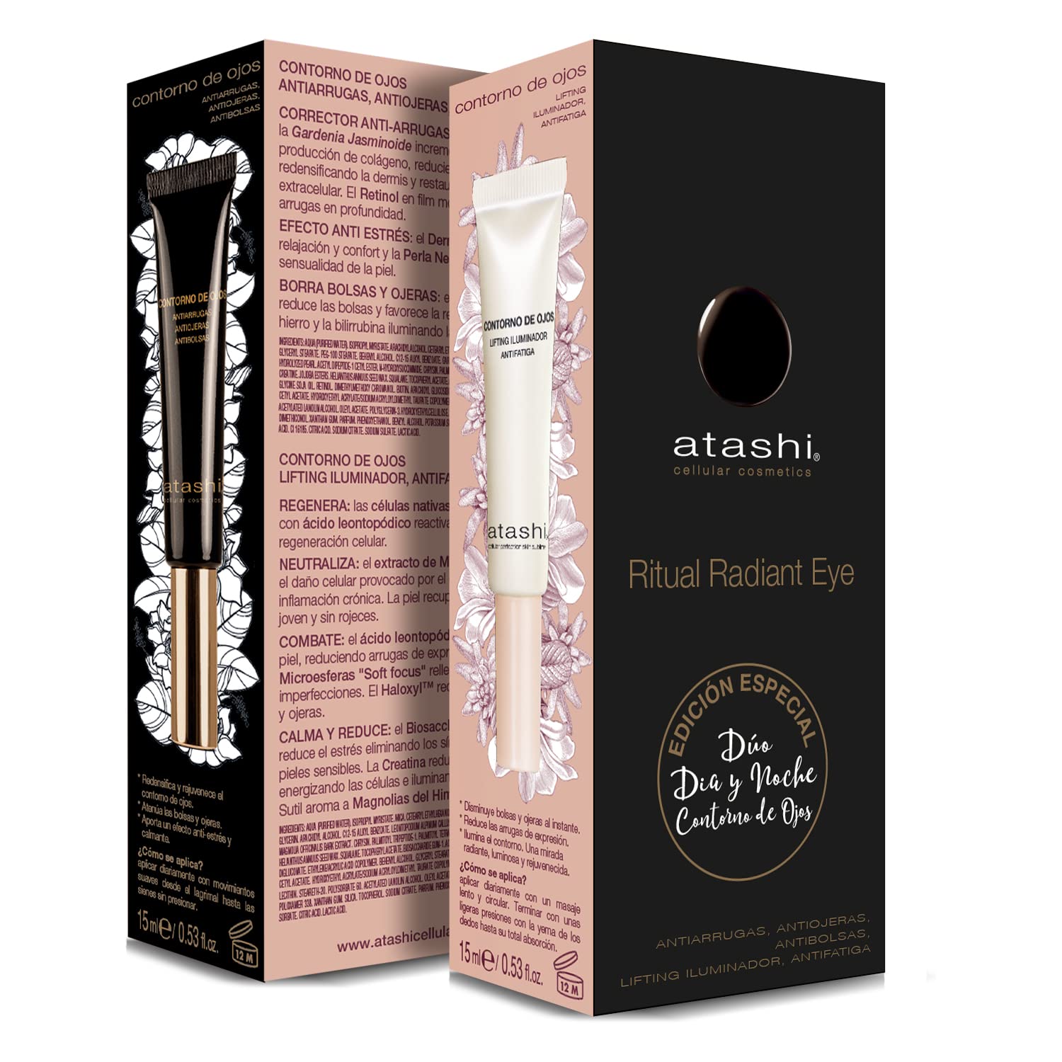 Atashi | Ritual Radiant Eye | Crema Contorno Occhi Antietà + Contorno Occhi Lifting Illuminante | 15 ml + 15 ml