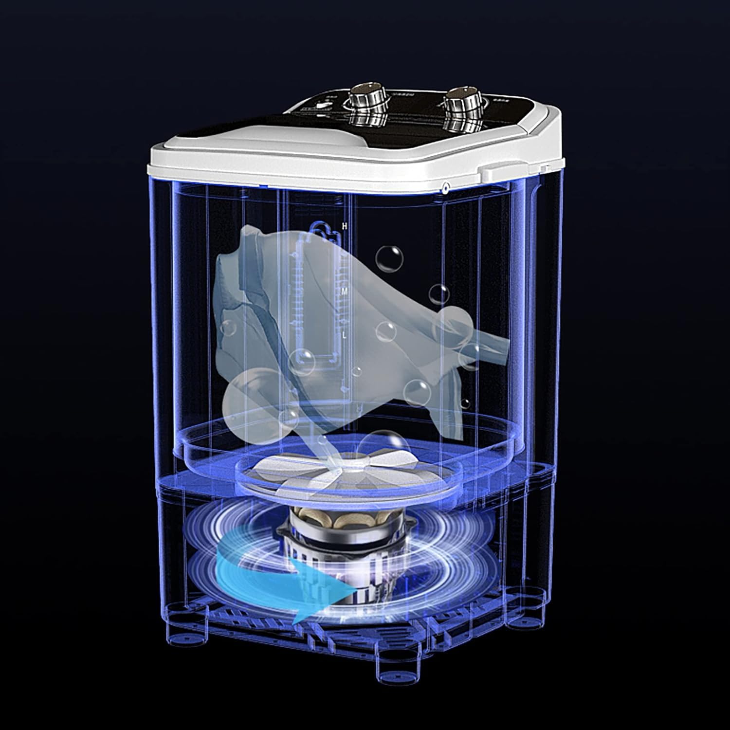 Lavadoras Gran Capacidad de 7,5 kg de luz Azul UV Bacteriostasis Lavadora Totalmente automática 41.5x39x64 cm para caravanas al Aire Libre Apartamentos y Viajes