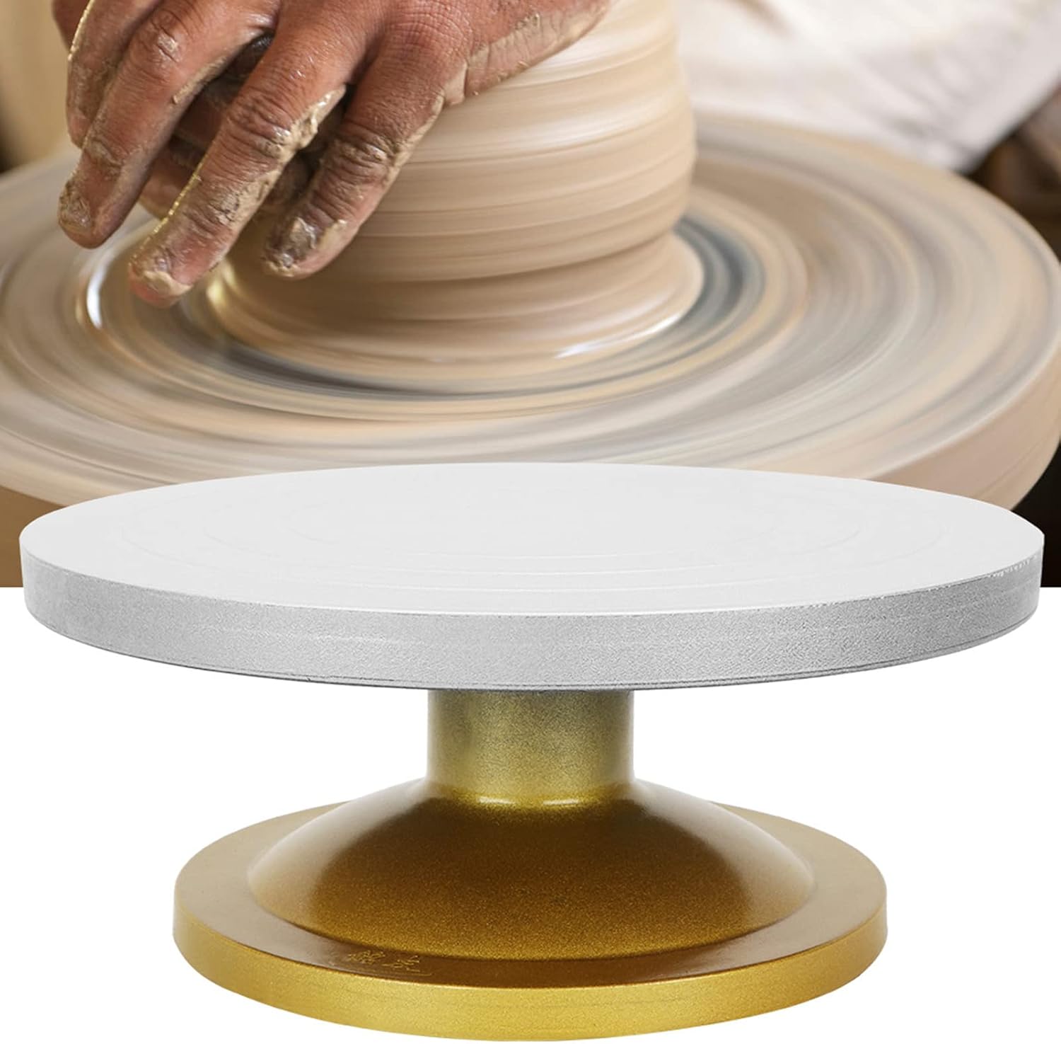 Pottery Wheel Turntable 30cm Ceramic Table for Clay Sculpture Modeling Rotating Ideal for Artists Beginners (Silver Plastic Steel Turntable 33cm)