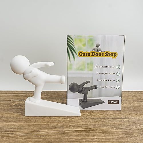 Miniatura 6 de Lindo tope de puerta, decorativo y resistente, tope de puerta decorativo, cuña delantera inferior adecuada para más puertas, blanco (patentado)