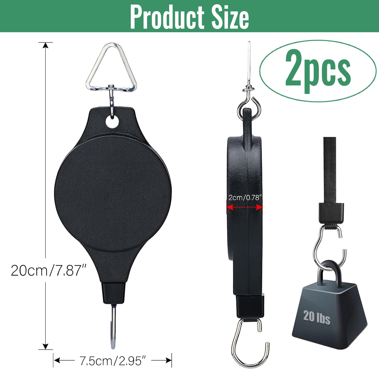 Srup 2 Pieces Hanging Plant Basket Pulley, Plant Pulley Retractable Hanger, Plant Pulley Retractable - Image 3