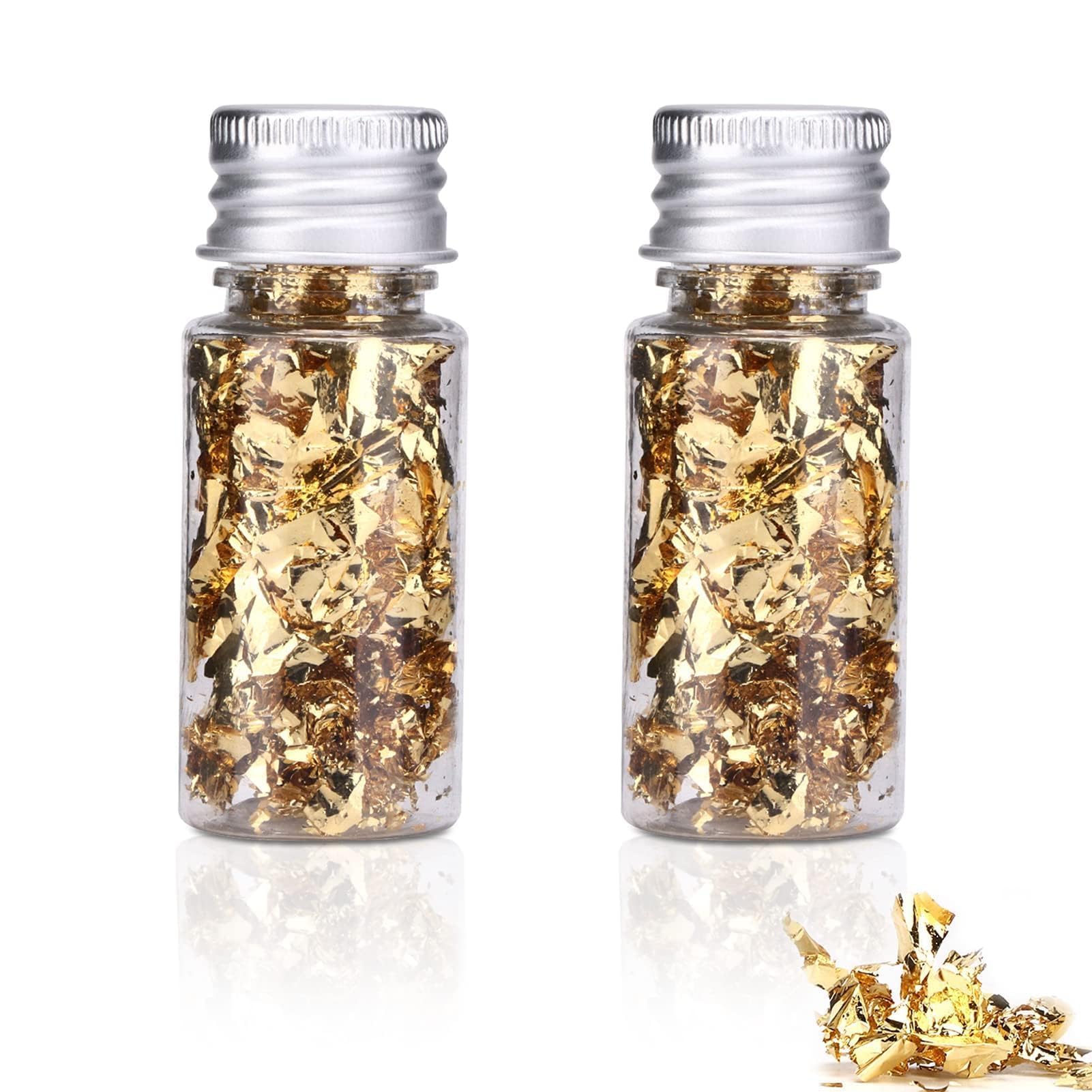 Gold Leaf, 2 butelki Gold Leaf Flakes Foil Cupcake Cake Toppers for Cakes Chocolates Decoration
