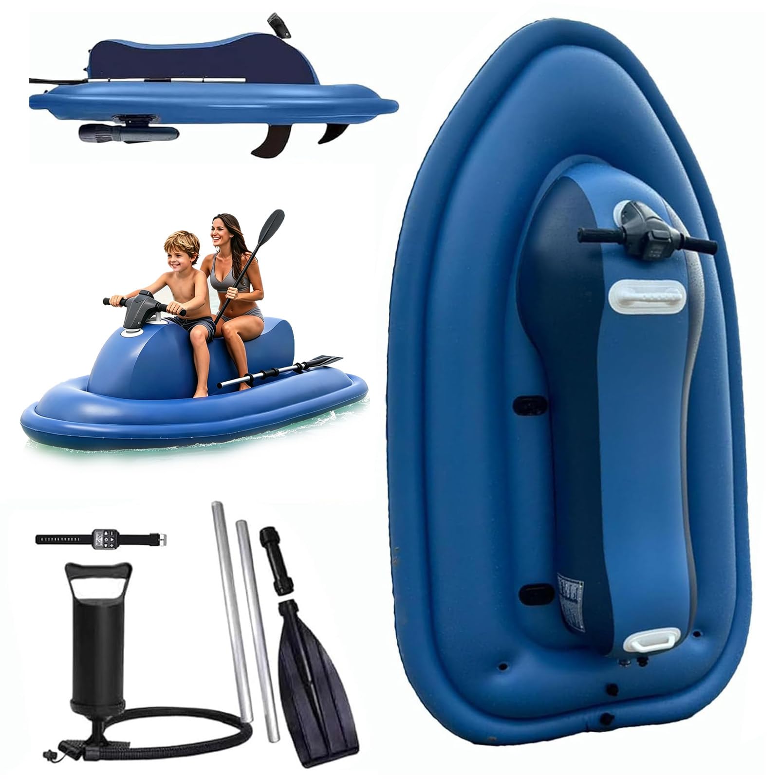Eastnmythet Inflatable Boat with Thruster, Electric Inflatable Motor Boat for Water Sports, 150kg Load Capacity, Sea Diving Swimming Equipment 500W 10000mAh