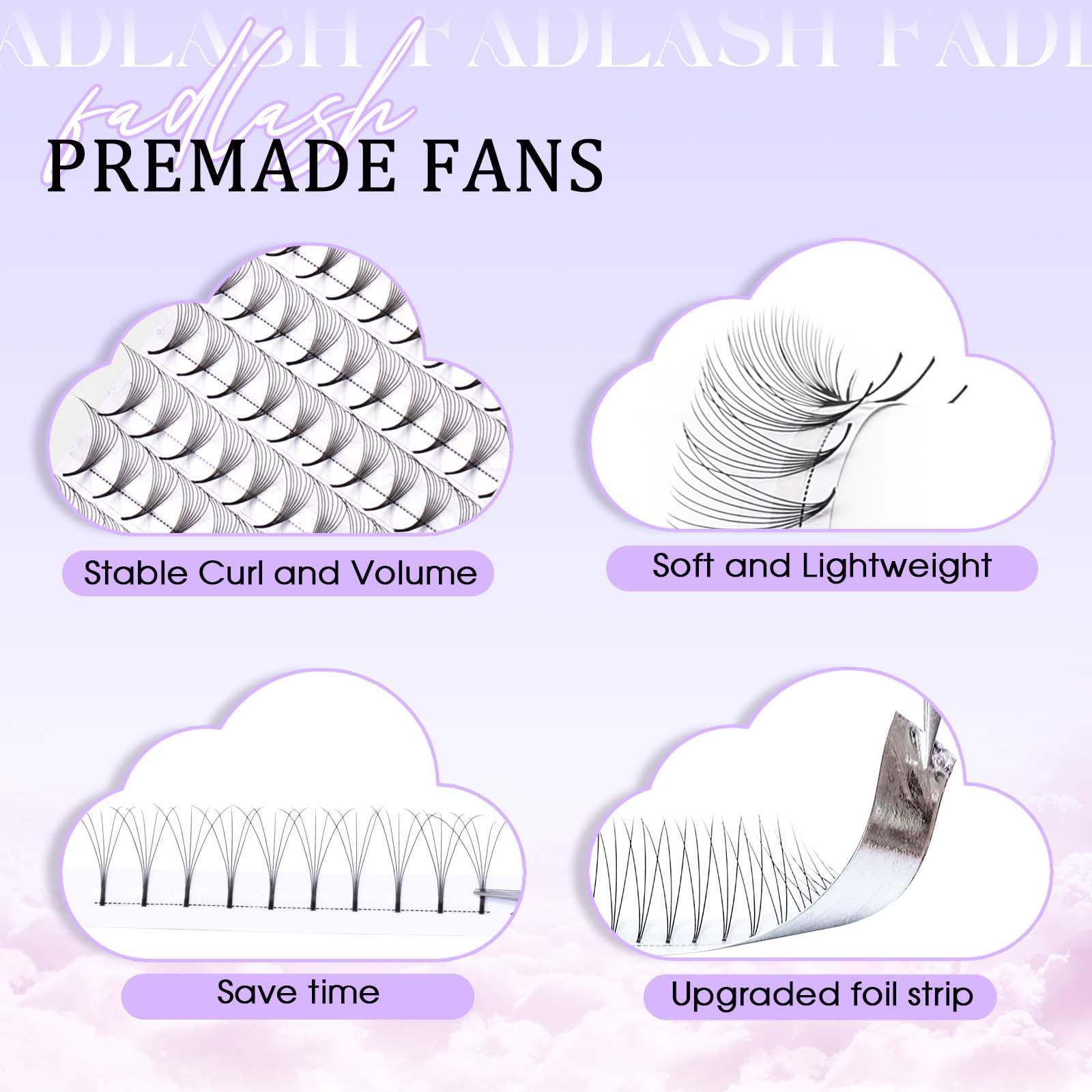 Volumen Ruso 10D 0.07mm C Curl 15mm Prefabricados Extensiones de Pestañas Volume Lashes Extension Ruso Pestañas — view 52