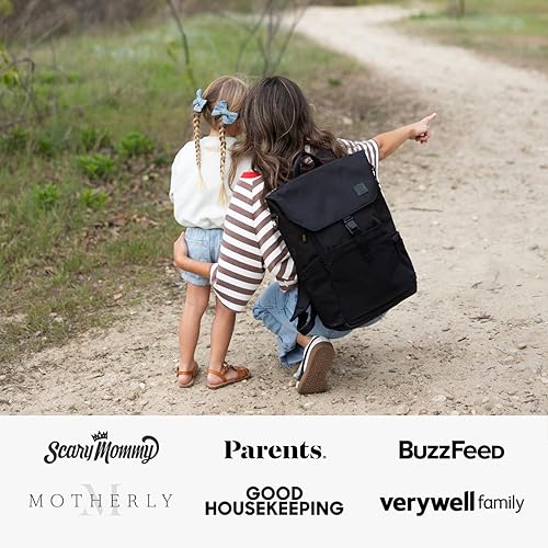 Miniatura 2 de Huhu Mochila para pañales  Bolsa de bebé resistente al agua para mamás y papás  Incluye cambiador y bolsas, Negro medianoche, Mediana, Moderno