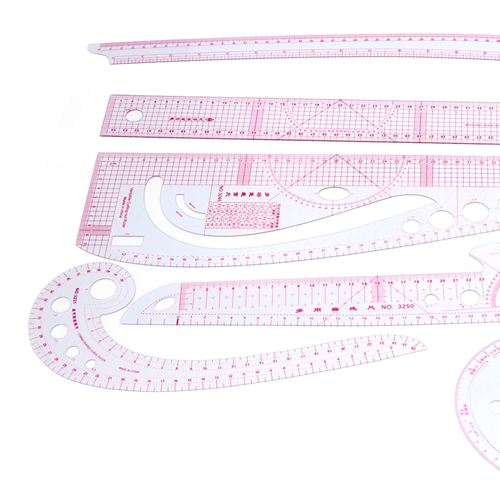 Set di 7 Righelli da Cucito, Righello per Modelli di Cucito in Plastica Trasparente, Righello in Tessuto con Curva Francese per Creatore di Modelli, Modelli di Cucito